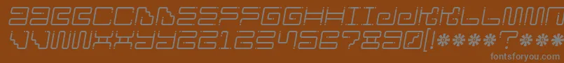 Ironloungedots2-fontti – harmaat kirjasimet ruskealla taustalla