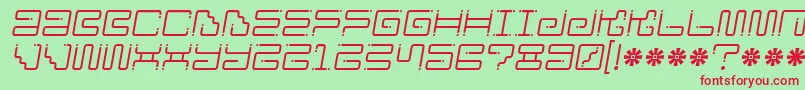 Ironloungedots2-Schriftart – Rote Schriften auf grünem Hintergrund