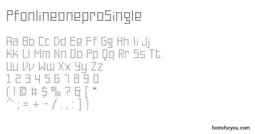 Czcionka PfonlineoneproSingle – alfabet, cyfry, specjalne znaki