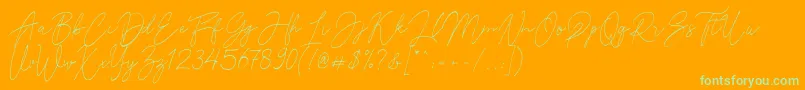 Reman Font – Green Fonts on Orange Background