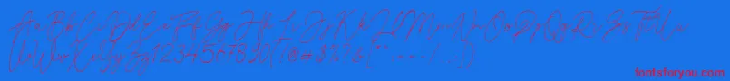 Reman-Schriftart – Rote Schriften auf blauem Hintergrund