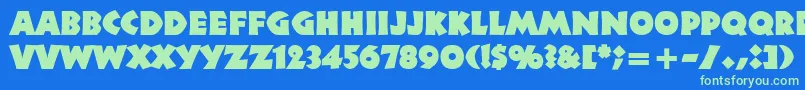 Neuland Font – Green Fonts on Blue Background