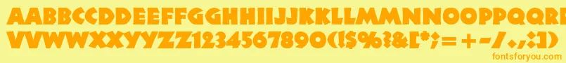 Neuland-Schriftart – Orangefarbene Schriften auf gelbem Hintergrund