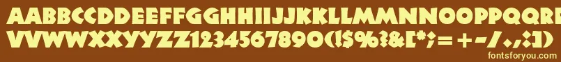 Neuland-fontti – keltaiset fontit ruskealla taustalla