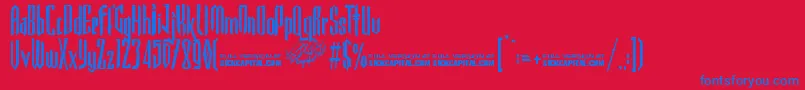 GothickellaFree-Schriftart – Blaue Schriften auf rotem Hintergrund