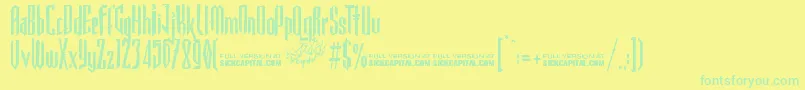 GothickellaFree Font – Green Fonts on Yellow Background