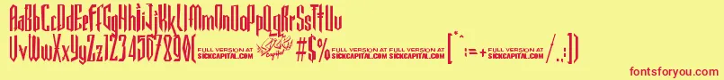 GothickellaFree Font – Red Fonts on Yellow Background