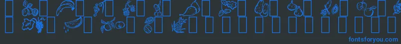 フォントParadisesFruits – 黒い背景に青い文字