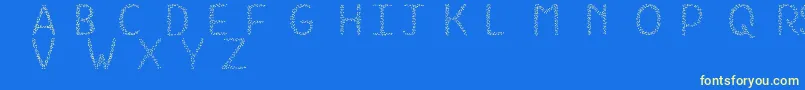 HkhSpringBuds Font – Yellow Fonts on Blue Background
