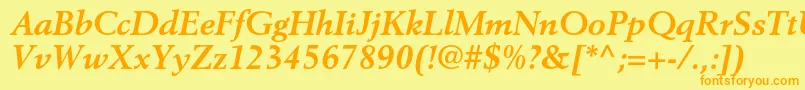 BerlingltstdBolditalic-Schriftart – Orangefarbene Schriften auf gelbem Hintergrund