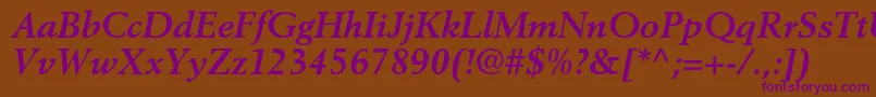 BerlingltstdBolditalic Font – Purple Fonts on Brown Background