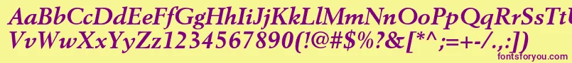 BerlingltstdBolditalic Font – Purple Fonts on Yellow Background