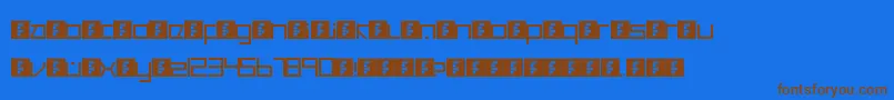 フォントCancranacancarnacaReduxSansSoft – 茶色の文字が青い背景にあります。