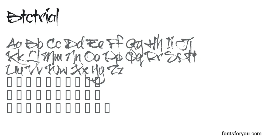 Czcionka Btctrial (88213) – alfabet, cyfry, specjalne znaki