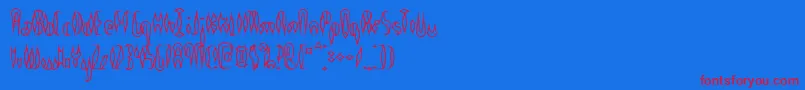 QuillExperimentalOBrk-Schriftart – Rote Schriften auf blauem Hintergrund