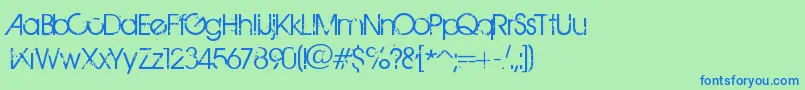 フォントBirthOfAHero – 青い文字は緑の背景です。