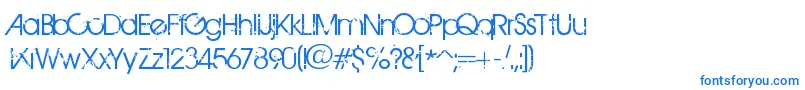 フォントBirthOfAHero – 白い背景に青い文字
