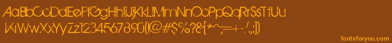 フォントBirthOfAHero – オレンジ色の文字が茶色の背景にあります。