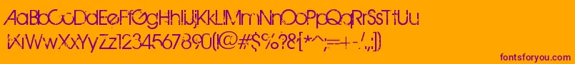 BirthOfAHero-fontti – violetit fontit oranssilla taustalla