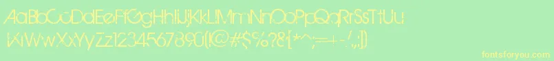 BirthOfAHero-fontti – keltaiset fontit vihreällä taustalla