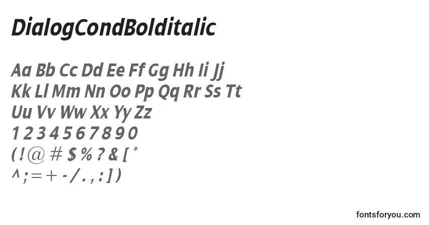 DialogCondBolditalic-fontti – aakkoset, numerot, erikoismerkit