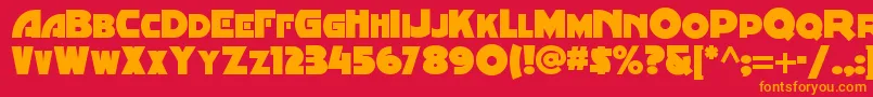 Minstrelposternf-Schriftart – Orangefarbene Schriften auf rotem Hintergrund