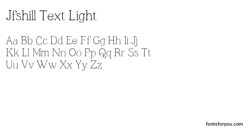 A fonte Jfshill.Text.Light – alfabeto, números, caracteres especiais