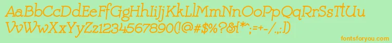 MistressScript-Schriftart – Orangefarbene Schriften auf grünem Hintergrund