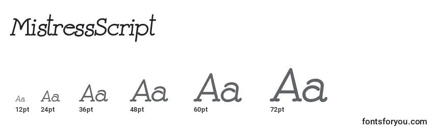 MistressScript Font Sizes