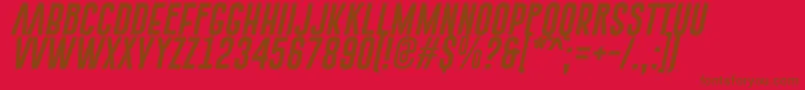 Fonte GoboldExtra1Italic – fontes marrons em um fundo vermelho