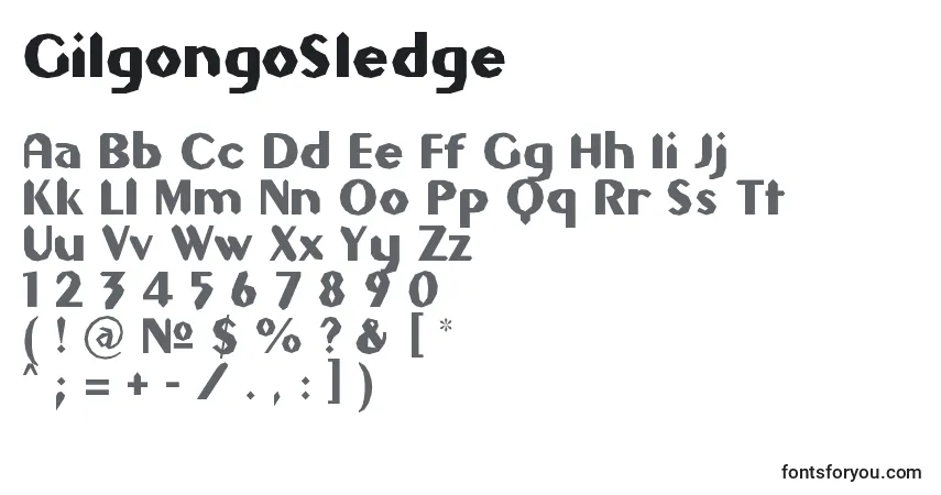 A fonte GilgongoSledge – alfabeto, números, caracteres especiais