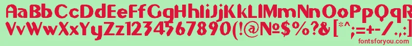 フォントGilgongoSledge – 赤い文字の緑の背景