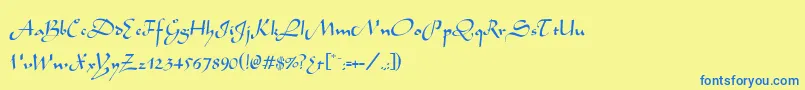 Alibabo Font – Blue Fonts on Yellow Background