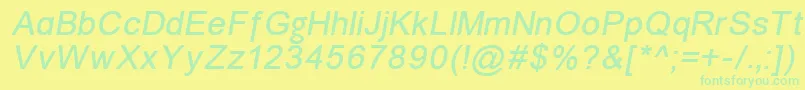 Police ErUniversMacItalic – polices vertes sur fond jaune