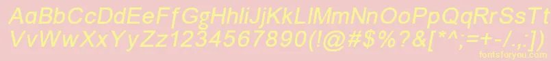 ErUniversMacItalic-Schriftart – Gelbe Schriften auf rosa Hintergrund