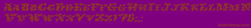 IvydisplaycapsBolditalic-Schriftart – Braune Schriften auf violettem Hintergrund