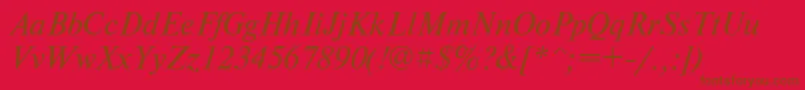 Fonte NewtongttItalic – fontes marrons em um fundo vermelho