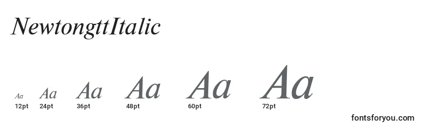Размеры шрифта NewtongttItalic
