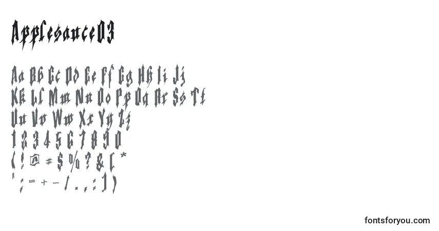 Czcionka Applesauce03 – alfabet, cyfry, specjalne znaki
