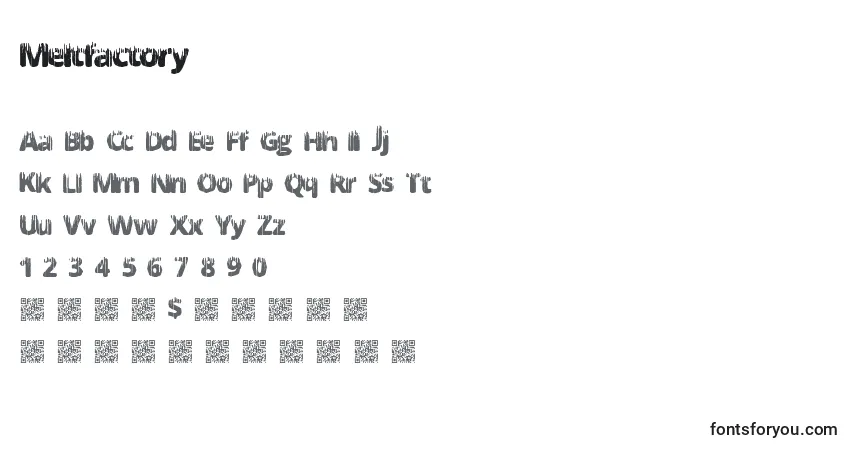 Schriftart Meltfactory – Alphabet, Zahlen, spezielle Symbole