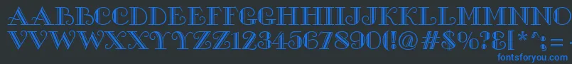 Gallia-Schriftart – Blaue Schriften auf schwarzem Hintergrund