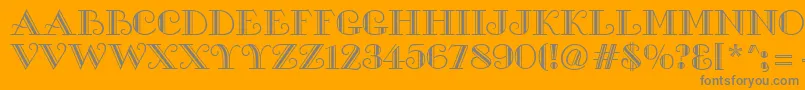 Gallia-Schriftart – Graue Schriften auf orangefarbenem Hintergrund