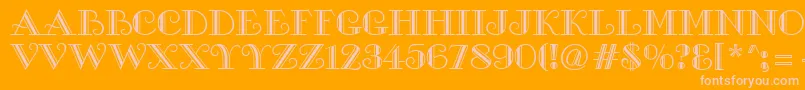 Gallia-Schriftart – Rosa Schriften auf orangefarbenem Hintergrund