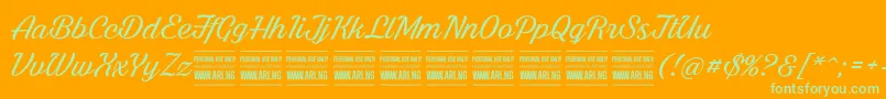 BrightlarchPersonalUse-Schriftart – Grüne Schriften auf orangefarbenem Hintergrund