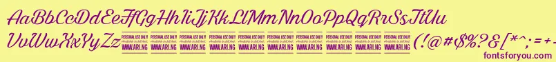 BrightlarchPersonalUse Font – Purple Fonts on Yellow Background