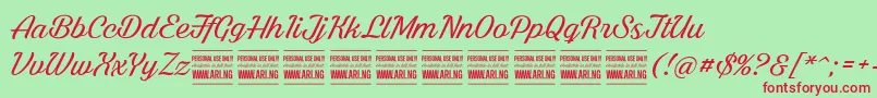 BrightlarchPersonalUse Font – Red Fonts on Green Background