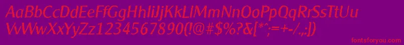 CleargothicantiqueItalic Font – Red Fonts on Purple Background