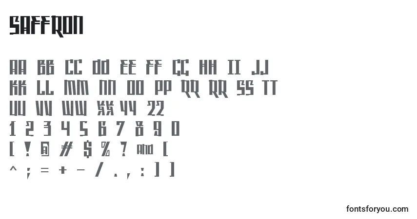 Fuente Saffron - alfabeto, números, caracteres especiales