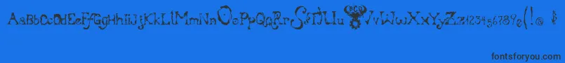 BloodyIrishBastard-Schriftart – Schwarze Schriften auf blauem Hintergrund