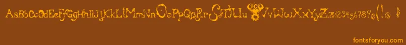 BloodyIrishBastard-Schriftart – Orangefarbene Schriften auf braunem Hintergrund